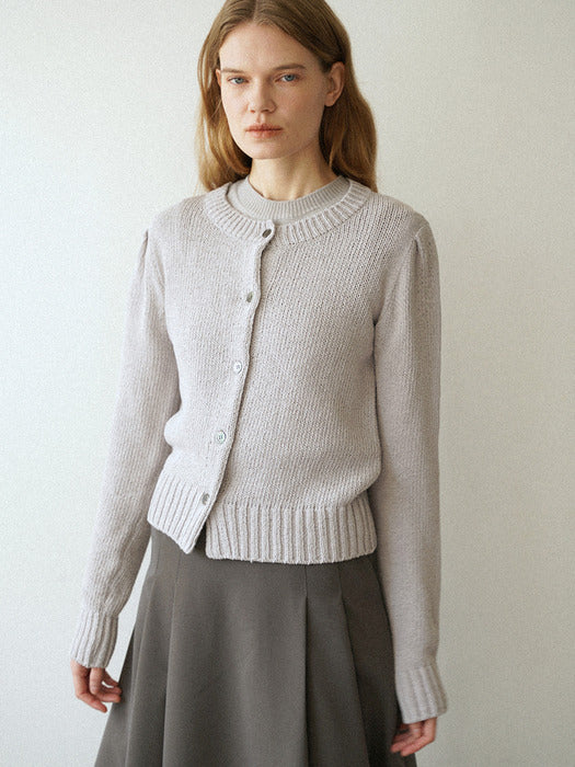 ROSI ROUND NECK KNIT CARDIGAN (GREY)