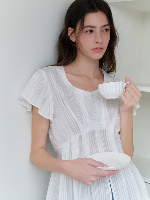 comos 1143 shirring tuck strap blouse (ivory)