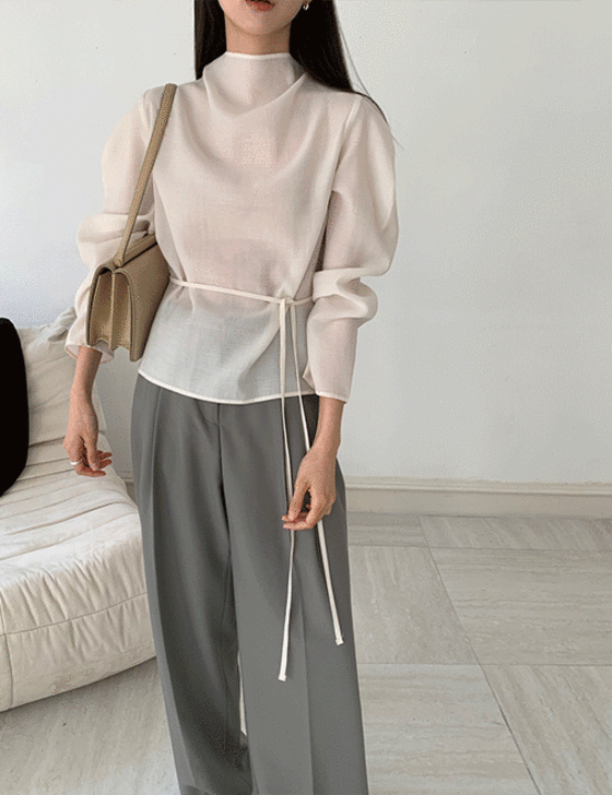 Like Yuri Ela Strap Half Neck Blouse (BL) - 3 colors