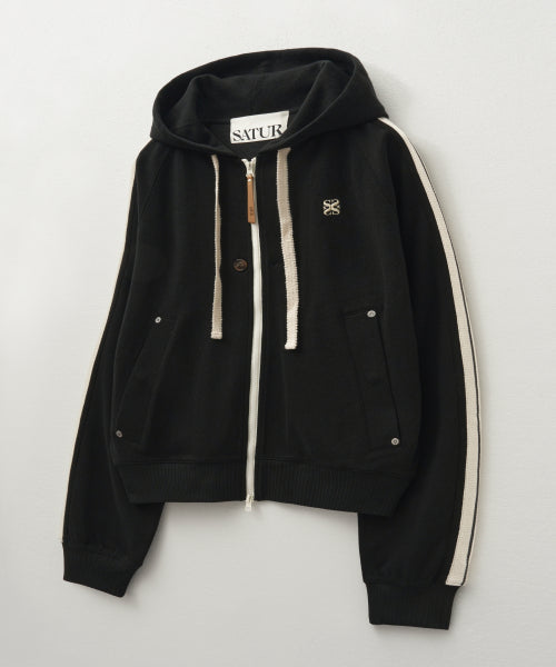 Rotan Loose Fit Hooded Zip-up Caviar Black