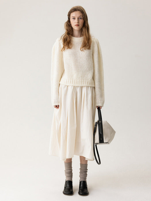 Ella Gather Skirt Off-White