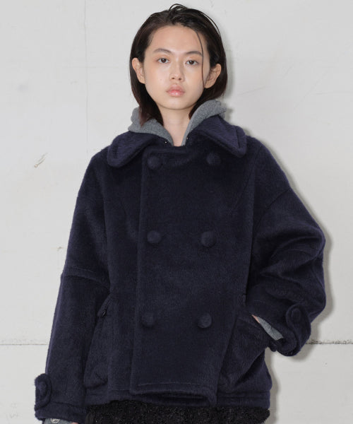 Double Breasted Half Coat [Navy]