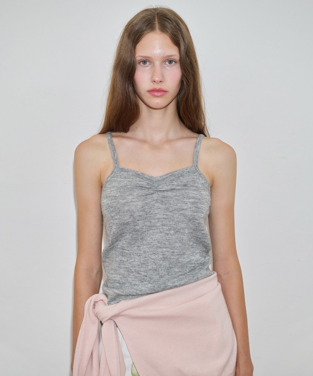 Shirring Knit Sleeveless (Melange Grey)