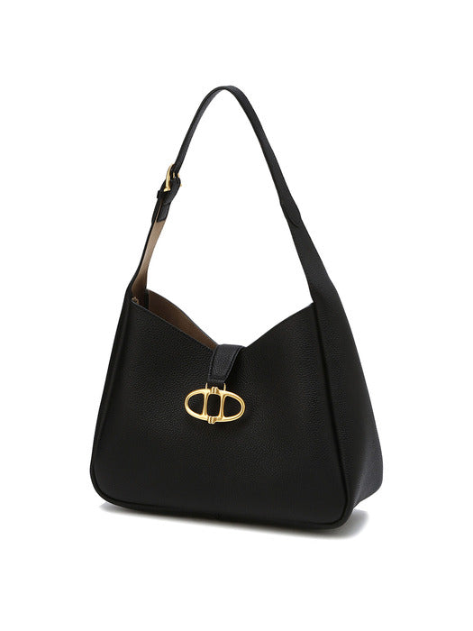 [MERINGUE] Black Shrunk Leather Hobo Bag MAABA5E407BK