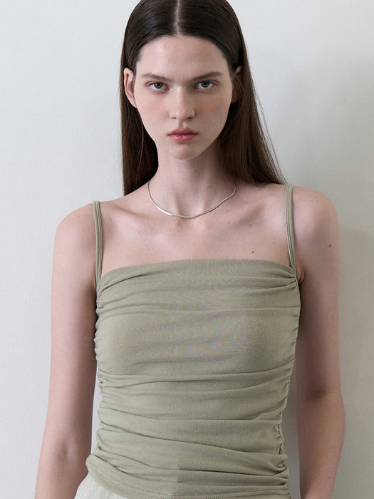 Shirring Sleeveless Olive amr1806