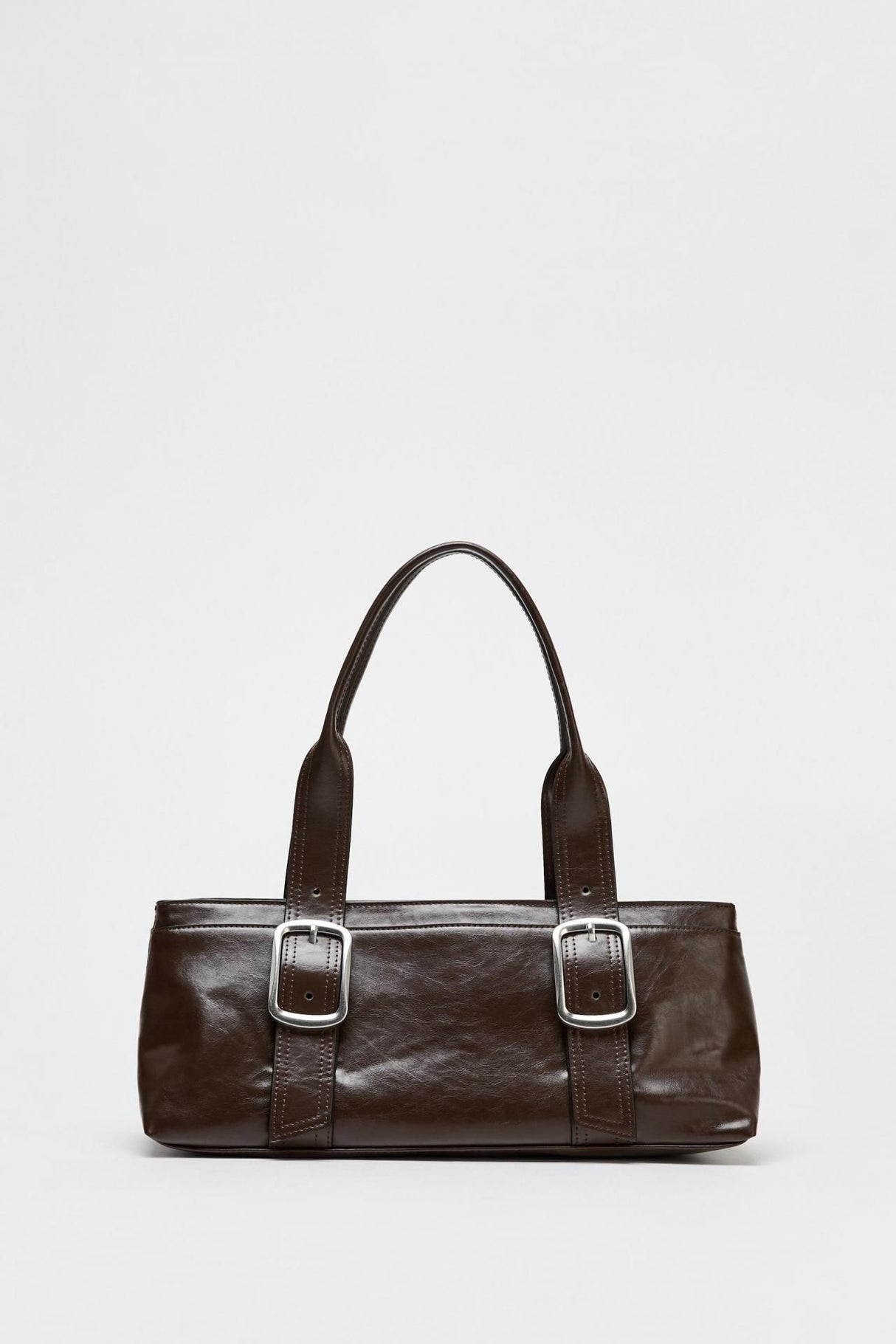 Spanish Shop Zara Buckle Long City Bag 6272/510 CHOCOLATE