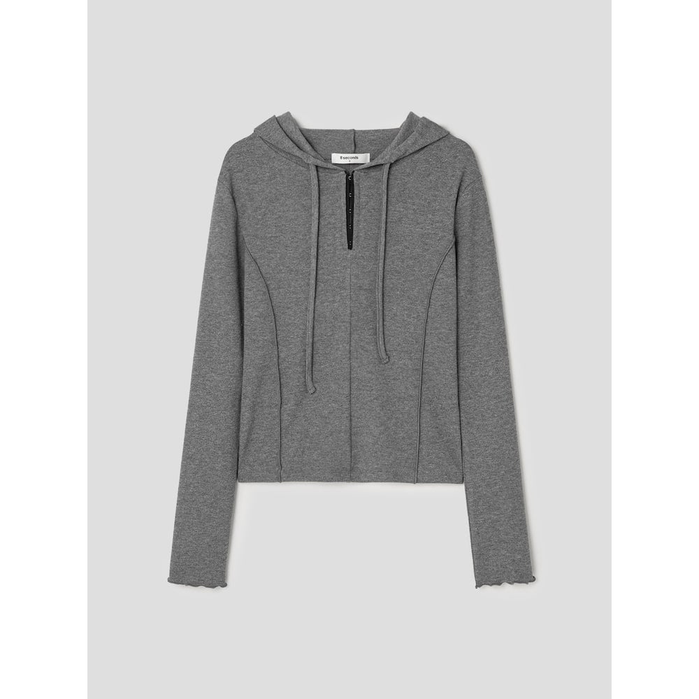 8 Seconds [UNI8] Hooded long-sleeved shirt Ash (165241CQ14)