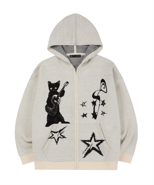 Inside the Closet Hooded Knit Zip-Up [IVORY]