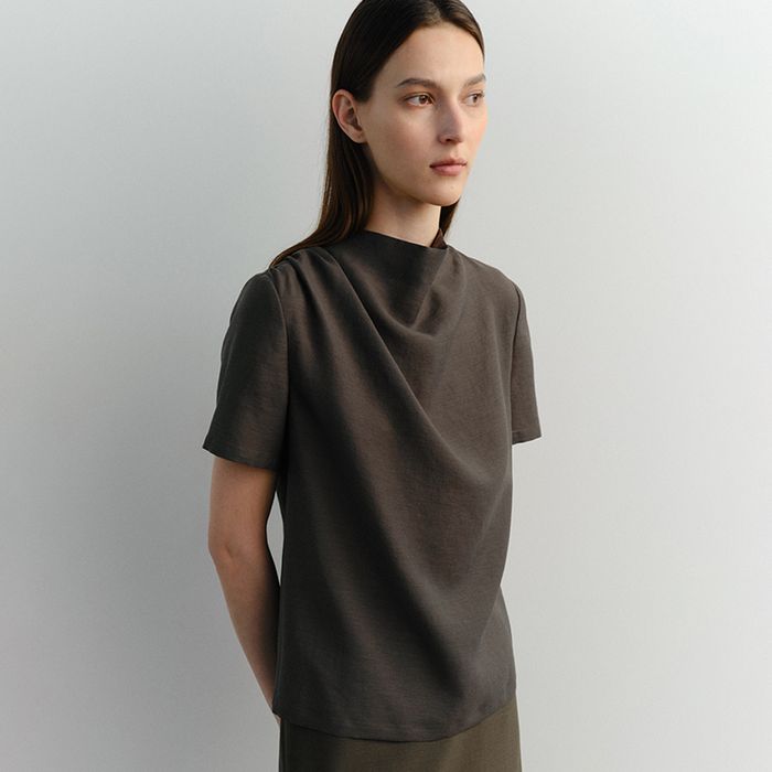 [13th pre-delivery: 4/30 (Wednesday)] COWL NECK BLOUSE (TAUPE)