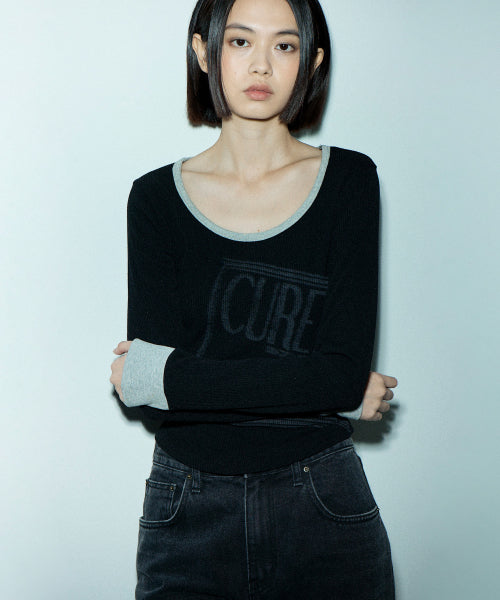 C LOGO LONG SLEEVE T-SHIRT_BLACK