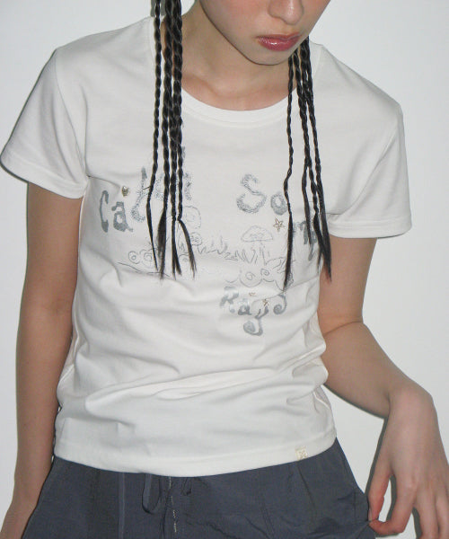 TYPESERVICE Catch Embroidery T-Shirt [Off White] - Size & Reviews | MUSINSA