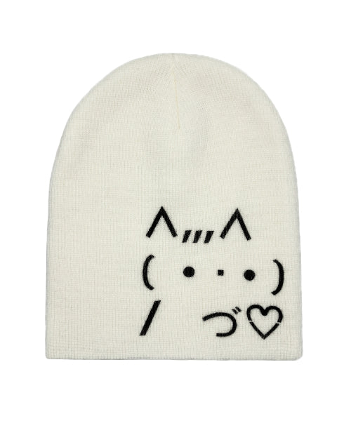 Cat Emoji Beanie [Ivory]