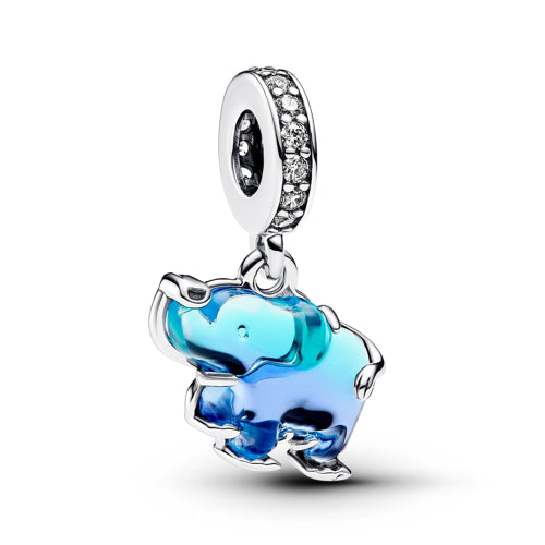 Blue Murano Glass Elephant Dangle Charm_793339C01