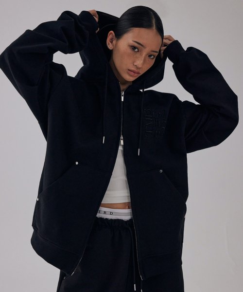 TREEMINGBIRD TMB Square Logo Sweat Hoodie Zip-up [ Black ] - Size & Reviews | MUSINSA