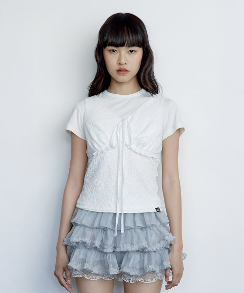 frill tie sleeveless top white