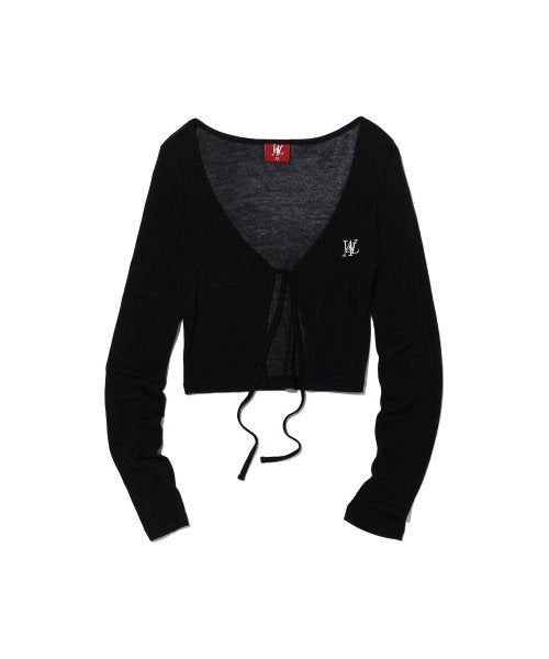 Strap crop cardigan - BLACK