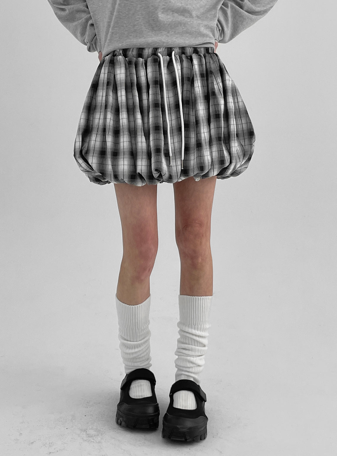 Black Up [✨New Spring] Tallinn Checkered Bendable Balloon Miniskirt