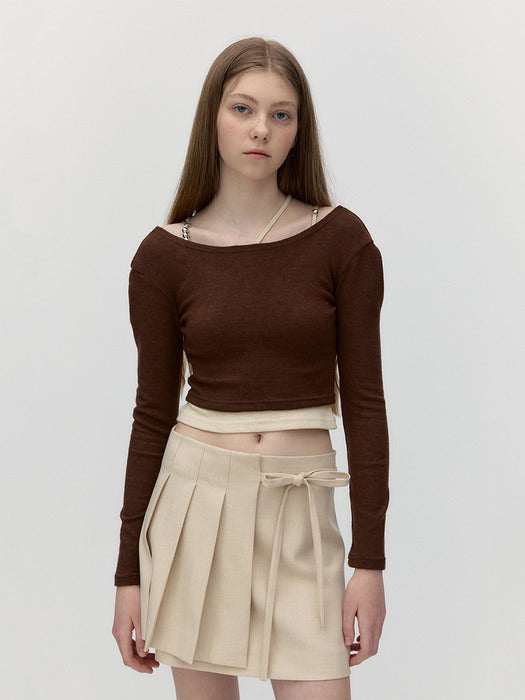 Classic Pleats Mini Wrap Skirt [Beige]