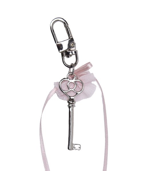 HE019 Pink heart ribbon keyring