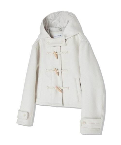 Cropped Hooded Duffle Coat Ivory