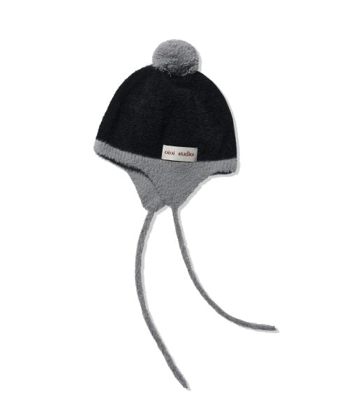 Colored Hairy Earflap Beanie_Black
