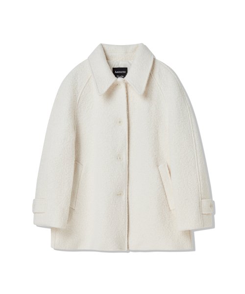 Wool Buckle Half Coat Ivory