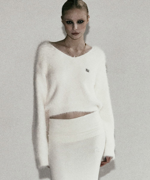 BS Mohair V-Neck Sweater - Cream