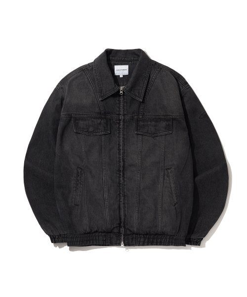 Small Logo Vintage Washed Denim Jacket_Black
