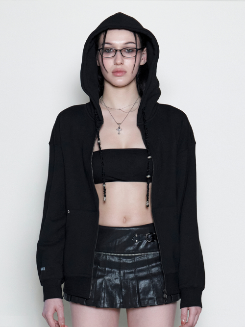 Spider Two-Way Sweat Hood Zip-Up [Black]