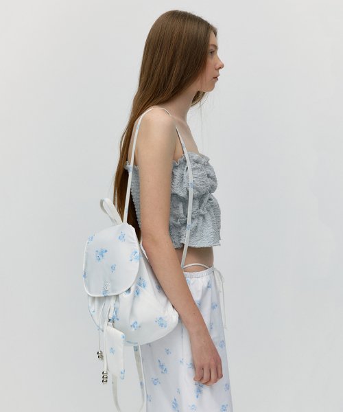 Silver Ball Flower Backpack with Card Charm [White]