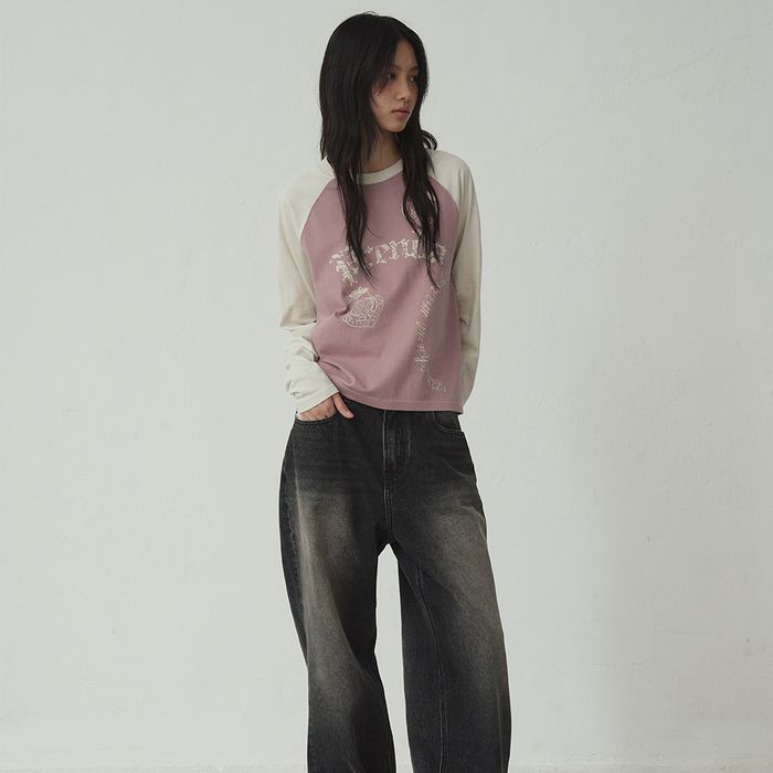 VINTAGE LOGO RAGLAN LONG SLEEVE GLOOMY PINK