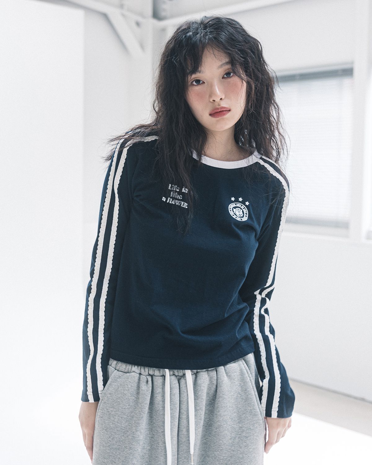 HAVISM W LLF UNIFORM L/S TEE (NAVY) - Size & Reviews | MUSINSA