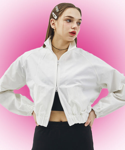 Crop two-way slim banding short field jumper jacket [WHITE] windbreaker ver.