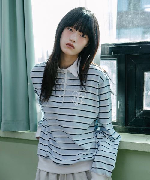 TUOMIO STRIPE EMBLEM POLO SHIRT [BABY BLUE] - Size & Review | Musinsa