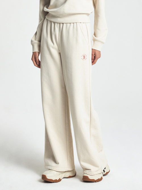 Women's Basic Circular Logo High-Waist Wide Pants BOS (D.Cream)