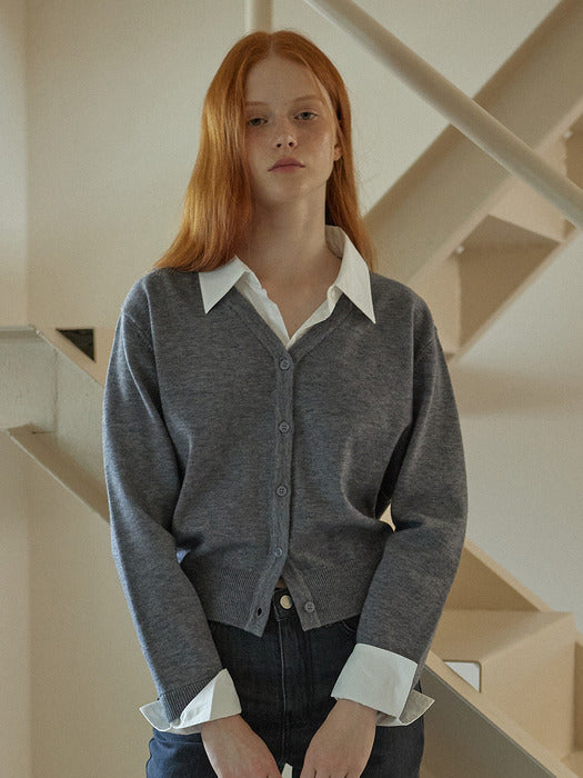 SHIRT COLLAR CARDIGAN_GRAY