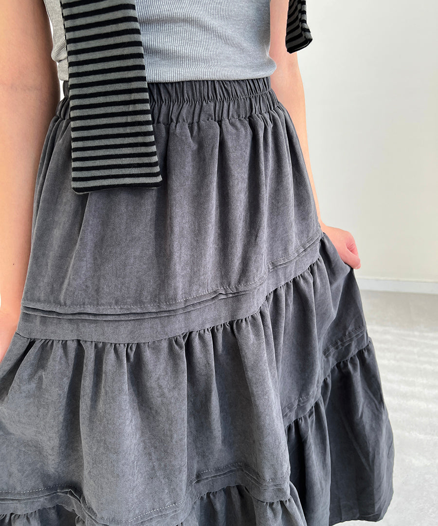 Cucimachi [Cankirt/Straight Jeans] Cove Suede Cank Long Skirt (4 colors)