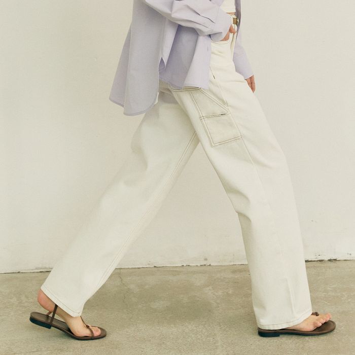 Carpenter wide denim pants white