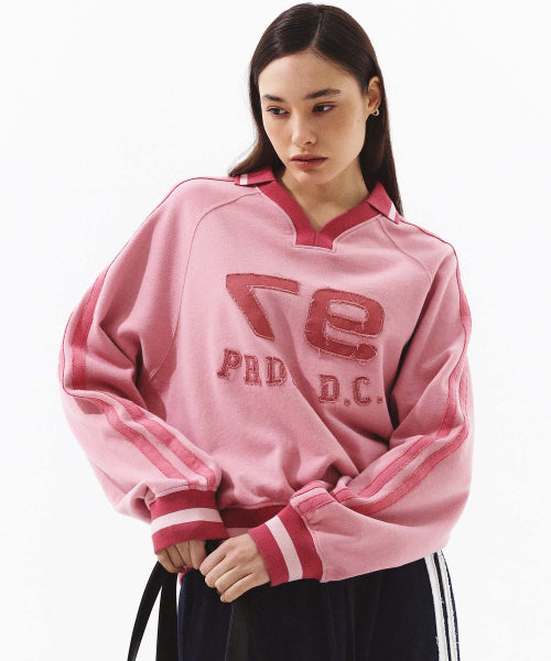 DEELA PINK LOGO TAPE APPLIQU횋 SWEATSHIRTS