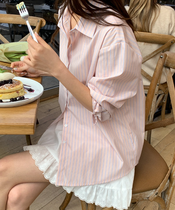 Real Coco [Only] [New Spring Product🌸/Overfit/made] Making Stripe Shirt - 7 Colors ( Guest Look/Layered/Big Size/Loose Fit/Working Look/Long Sleeve/Office Look/Top/Shirt/Spring Clothes)