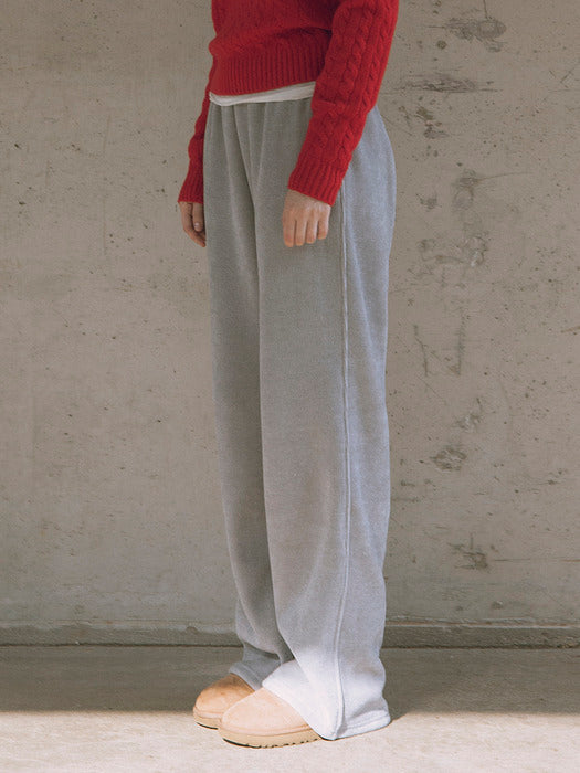 SIPT7097 Fleece Ribbed Sweatpants_Melange Gray