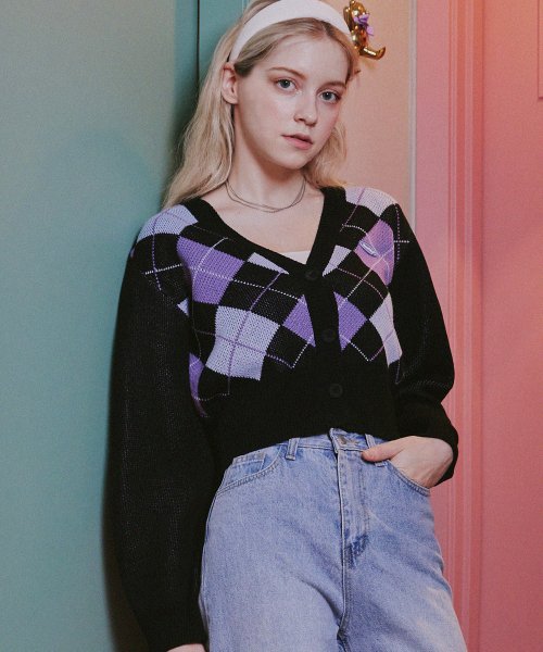 MF Argyle Cardigan-Black