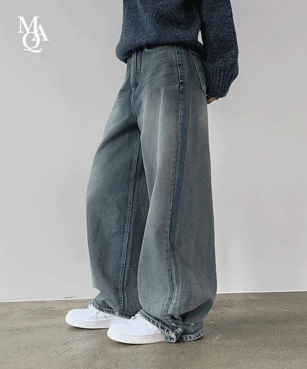 Manic [Exclusive] [Sold 100,000 units/MNQ MADE] Vintage Snap Button Wide Denim Pants (New Spring Product)