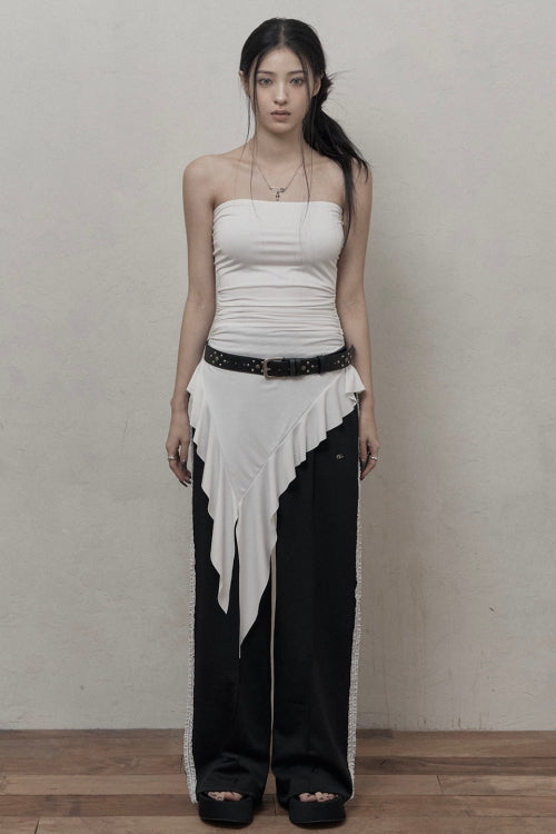 KHAKIPOINT Ruffled Layered Top (ivory) - Size & Late | Musinsa