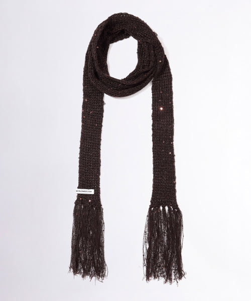 Skinny Sequin Scarf Brown