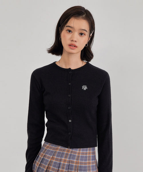 Angora Slim Fit Cardigan [Black]