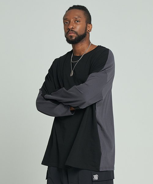 Front & Back Color Block Boxy T-shirt Black