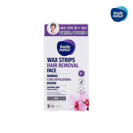 Body Nature Hair Remover Wax Strips Face Sweet Almond (12 sheets)