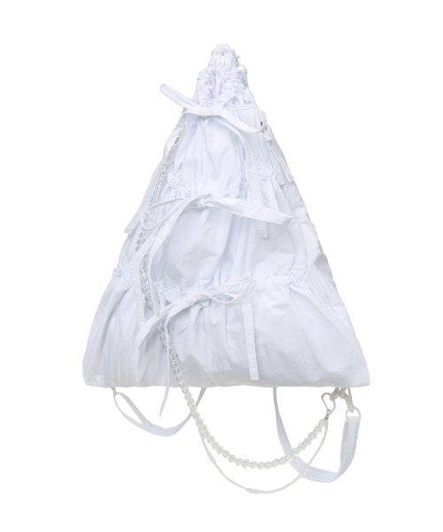 Utility Ribbon Shirring Gym Bag_White