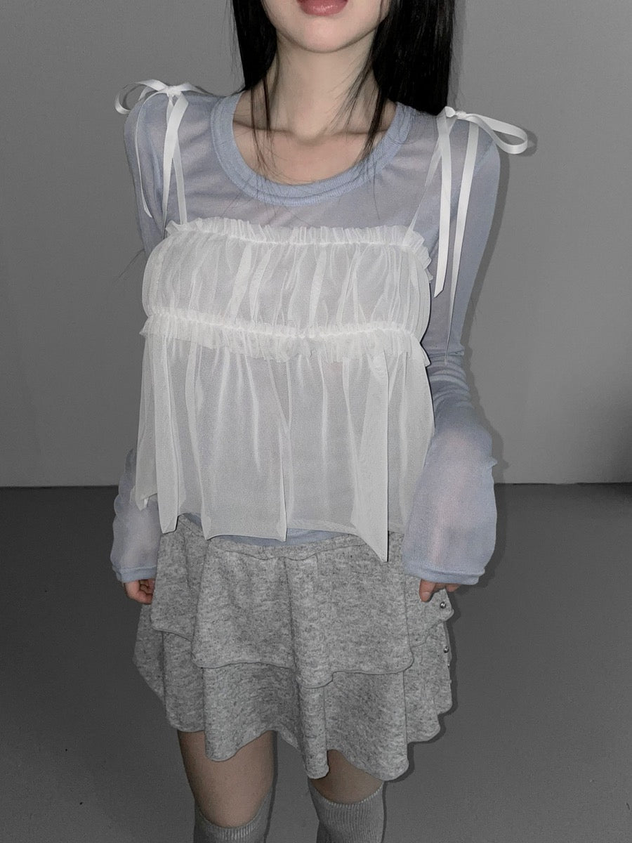 디에어타운 wolf mesh sirring top(3 color)